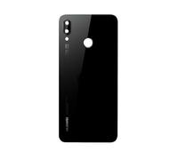 Vitre arrière avec Adhésif + Lentille camera + support pour Huawei P20 Lite/Nova 3e Noir + Logo