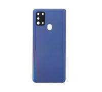 Vitre arrière avec Adhésif + Lentille camera support pour Samsung Galaxy A21s A217 Bleu + Logo