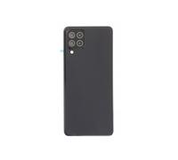 Vitre arrière avec Adhésif + Lentille camera support pour Samsung Galaxy A22 (4G) Noir + Logo