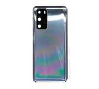 Vitre arrière avec Lentille camera + support pour Huawei P40 Argent + Logo