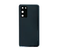 Vitre arrière avec Lentille camera + support pour Huawei P40 Noir + Logo