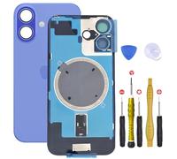 Vitre Arriere avec Plaque pour iPhone 16 Plus Bleu Outremer +Aimants et Colle