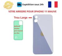 Vitre arrière - COJOY - iPhone 11 - Mauve - Adhésif inclus - Trous objectifs larges