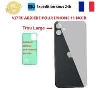 Vitre arrière - COJOY - iPhone 11 - Noir - Adhésif inclus - Trous caméras larges