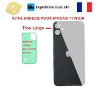 Vitre arrière - COJOY - iPhone 11 - Noir - Adhésif inclus - Trous objectifs larges
