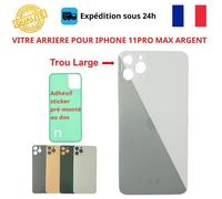 Vitre arrière - COJOY - iPhone 11 Pro Max - Argent - Adhésif inclus - Trous caméras larges