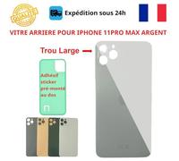 Vitre arrière - COJOY - iPhone 11 Pro Max - Argent - Adhésif inclus - Trous caméras larges