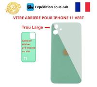 Vitre arrière - COJOY - iPhone 11 - Vert - Adhésif inclus - Trous caméras larges