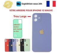 Vitre arrière - COJOY - iPhone 12 - Mauve - Adhésif inclus - Trous objectifs larges
