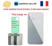 Vitre arrière - COJOY - iPhone 12 Pro Max - Argent - Adhésif inclus - Trous caméras larges