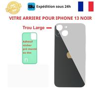 Vitre arrière - COJOY - iPhone 13 - Noir - Adhésif inclus - Trous caméras larges