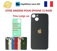 Vitre arrière - COJOY - iPhone 13 - Noir - Adhésif inclus - Trous caméras larges