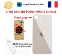 Vitre arrière - COJOY - iPhone 13 - Rose - Adhésif inclus - Trous caméras larges