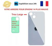 Vitre arrière - COJOY - iPhone 14 Plus - Mauve - Adhésif inclus - Trous caméras larges