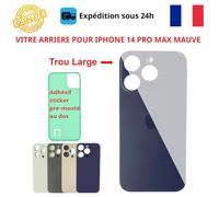 Vitre arrière - COJOY - iPhone 14 Pro Max - Mauve - Adhésif inclus - Trous caméras larges