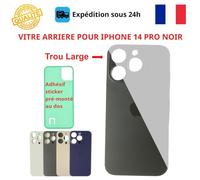 Vitre arrière - COJOY - iPhone 14 Pro - Noir - Adhésif inclus - Trous caméras larges