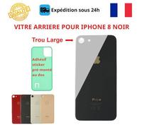 Vitre arrière - COJOY - iPhone 8 - Noir - Adhésif inclus - Trous caméras larges