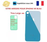 Vitre arrière - COJOY - iPhone XR - Bleu - Adhésif inclus - Trous caméras larges