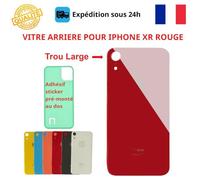 Vitre arrière - COJOY - iPhone XR - Rouge - Adhésif inclus - Trous caméras larges