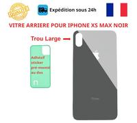 Vitre arrière - COJOY - iPhone XS Max - Noir - Adhésif inclus - Trous caméras larges
