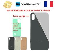 Vitre arrière - COJOY - iPhone XS - Noir - Adhésif inclus - Trous caméras larges