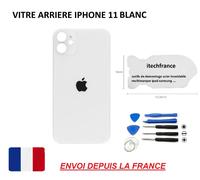 Vitre Arrière Compatible Iphone 11 Blanc 6.1 Qualité Origine En Verre, Coque Cache Batterie Double Face Adhésif, Kit Outil, Lame Fine