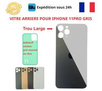VITRE ARRIERE COMPATIBLE IPHONE 11 PRO GRIS ADHESIF GROS TROU