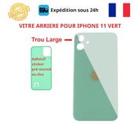 VITRE ARRIERE COMPATIBLE IPHONE 11 VERT ADHESIF GROS TROU
