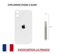 Vitre Arrière Compatible Iphone 12 Blanc 6.1 Qualité Origine En Verre, Coque Cache Batterie Double Face Adhésif, Spatule