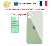 VITRE ARRIERE COMPATIBLE IPHONE 12 MINI VERT ADHESIF GROS TROU