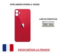 Vitre Arrière Compatible Iphone 12 Rouge 6.1 Qualité Origine En Verre, Coque Cache Batterie Double Face Adhésif, Lame De Démontage