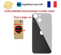 VITRE ARRIERE COMPATIBLE IPHONE 13 MINI NOIR ADHESIF GROS TROU