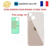 VITRE ARRIERE COMPATIBLE IPHONE 13 MINI ROSE ADHESIF GROS TROU