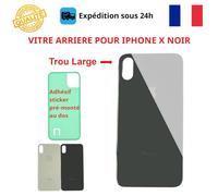 VITRE ARRIERE COMPATIBLE IPHONE X NOIR ADHESIF GROS TROU PIECE DETACHEE TELEPHONE