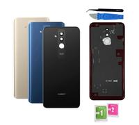 Vitre Arrière Couvercle Batterie Remplacement avec Lentille de Caméra pour Huawei Mate 20 Lite Noir/Bleu/Or + adhésif et Kit Outils (Noir)