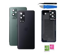 Vitre Arrière Couvercle Batterie Remplacement avec Lentille de Caméra pour OnePlus 9 Pro Noir/Vert + adhésif et Kit Outils (Noir)