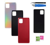 Vitre arrière de Cache Batterie Remplacement Compatible pour Samsung Galaxy Note 10 Lite Noir/Argent/Rouge + adhésif et Kit Outils (Noir)