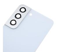 Vitre arrière de rechange en acrylique blanc pour Samsung Galaxy S22 5G SM-S901B avec cadre de caméra arrière, lentille en verre, adhésif prédécoupé et kit d'outils