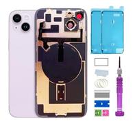 Vitre arrière de remplacement pour iPhone 14 Plus avec plaque et câble flexible et toutes les pièces pour le couvercle arrière en verre iPhone 14 Plus (Violet, 17 cm) + Ruban étanche + Outils de