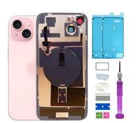 Vitre arrière de remplacement pour iPhone 15 Plus avec plaque et câble flexible et toutes les pièces pour le couvercle arrière en verre iPhone 15 Plus (Rose, 17 cm) + Ruban étanche + Outils de