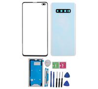 Vitre arrière de remplacement pour Samsung Galaxy S10+ Plus, coque en céramique économique avec lentille de caméra et ruban adhésif (noir)