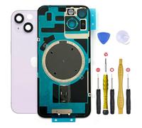 Vitre Arriere + Plaque metallique pour iPhone 14 Plus Violet +Aimants et Colle