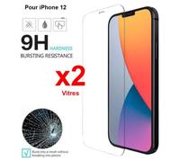 Vitre de protection en verre trempé - NOBRAND - iPhone 12 - Lot de 2 - 0,30 mm - Dureté 9H