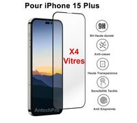Vitre de protection - NOBRAND - iPhone 15 Plus - Verre trempé - Lot de 4 - Anti-rayure