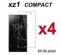 Vitre en verre trempé pour Sony Xperia XZ1 Compact - Lot de 4 - Protection totale de l'écran