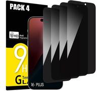 Vitre Protection Verre Trempé Anti-espion pour iPhone 16 Plus - Noir Lot de 4 - E.F.Connection