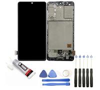Vitre tactile + Ecran LCD sur châssis compatible avec Samsung Galaxy A41 SM-A415F GH82-22860A 6.1"" Noir + Kit outils + Colle B7000