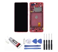Vitre tactile + Ecran LCD sur chassis compatible avec Samsung Galaxy S20 FE SM-G780F Rouge + Kit outils