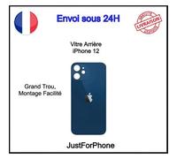 Vitre Verre Arrière Iphone 12 Bleu Face Arrière Adhésif Logo
