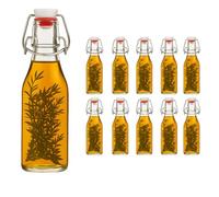 Vitrea Lot de 10 bouteilles en verre avec fermeture par étrier 200 ml ø 5 cm. Avec 1 entonnoir inclus dans la livraison.